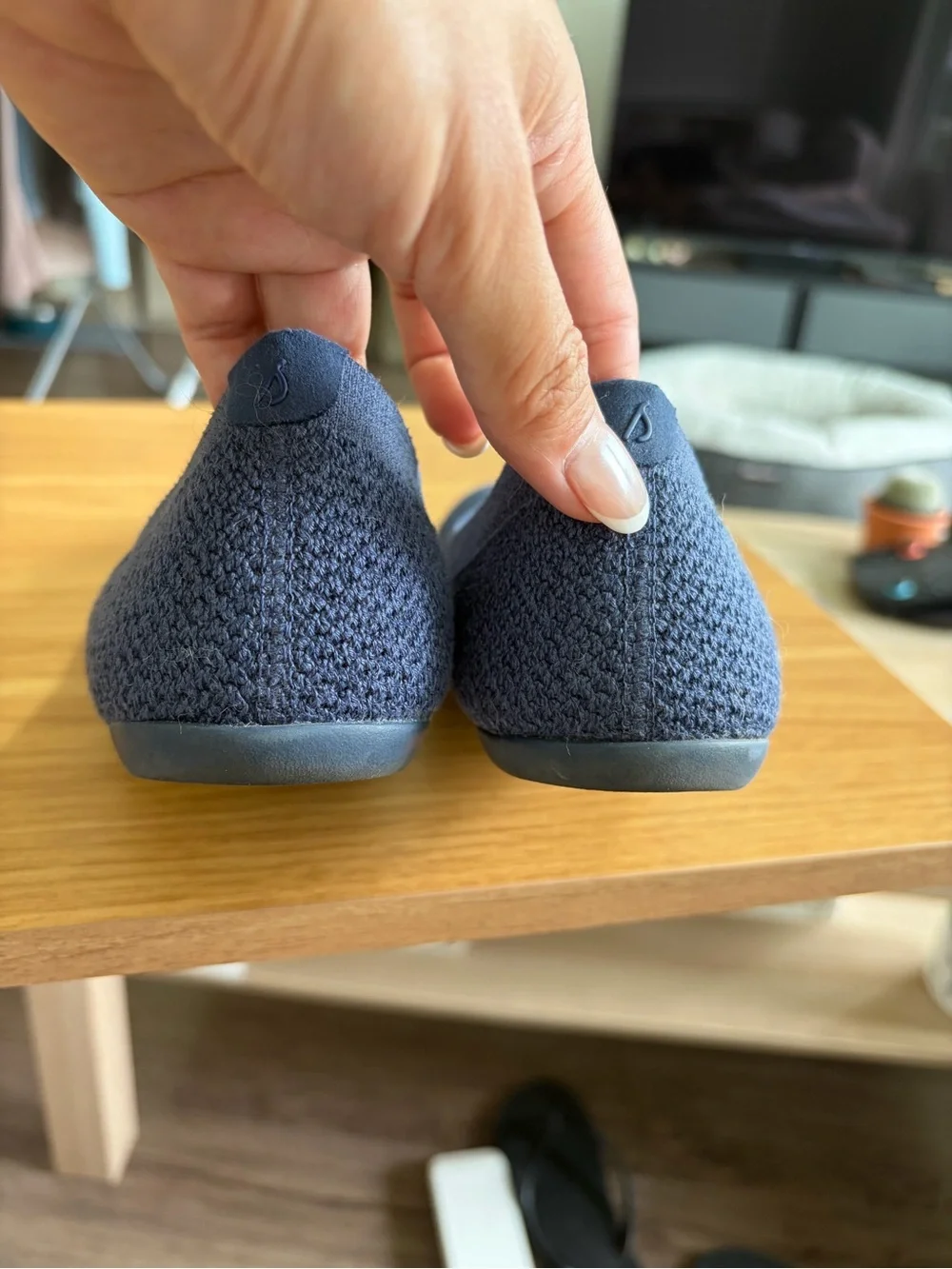 allbirds Navy Knit Slip-On Ballet Flats